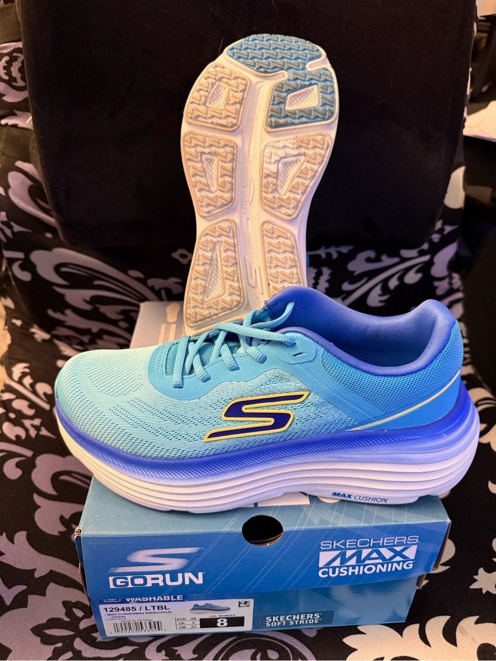 Skechers Women's Teal Mesh Sneakers with Blue and Yellow Accents - Picture 4 of 4